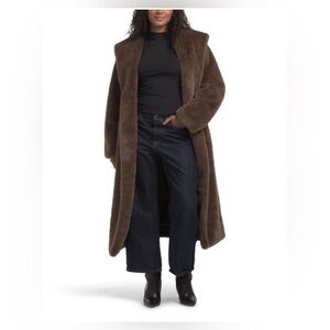 NWT REBECCA MINKOFF Vegan Fur Wrap Coat Medium